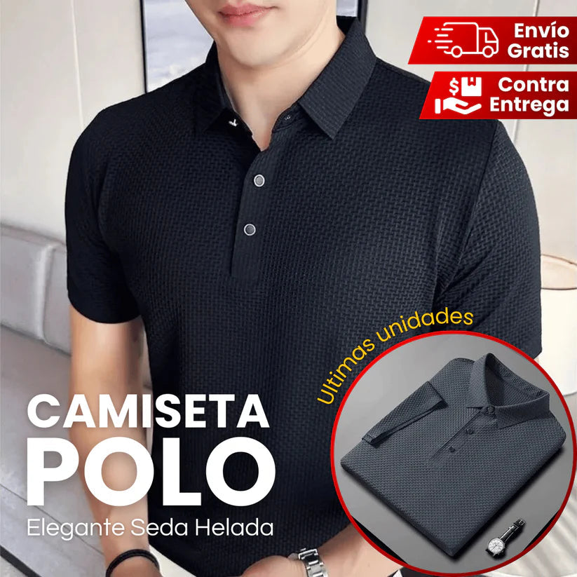 Camiseta Polo: Camisa manga corta de seda helada