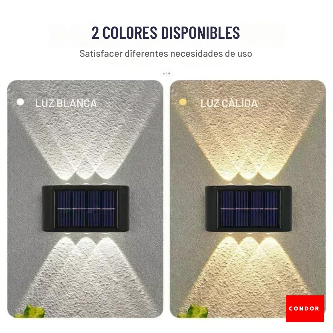 DualBeam Solar: Lámpara LED Solar de Pared para Exteriores - Iluminación Impermeable para Vallas de Jardín