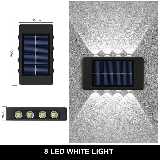 DualBeam Solar: Lámpara LED Solar de Pared para Exteriores - Iluminación Impermeable para Vallas de Jardín