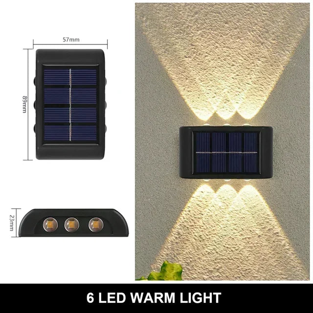 DualBeam Solar: Lámpara LED Solar de Pared para Exteriores - Iluminación Impermeable para Vallas de Jardín