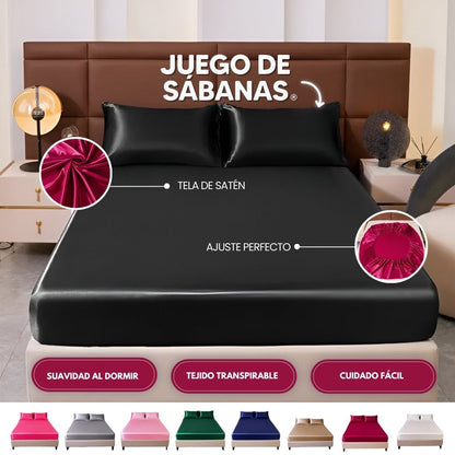 Juego de Sábanas de Satén Ajustables