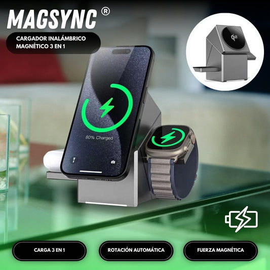 MagSync: Cargador Inalámbrico Magnético 3 en 1