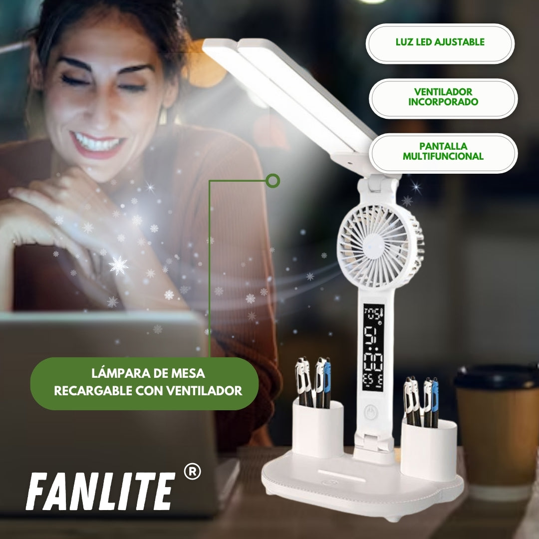 FanLite: Lámpara de Mesa Recargable con Ventilador